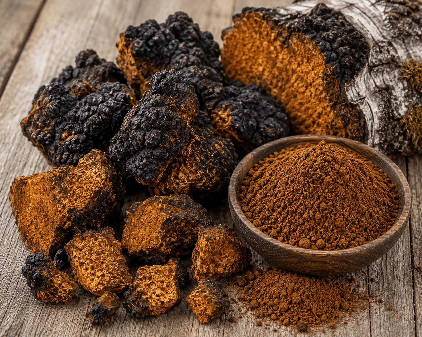 Chaga mushroom ingredient visual